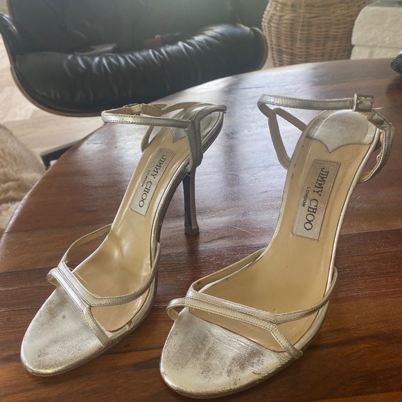 Jimmy Choo Silver Sandal Heels - Picture 4 of 8